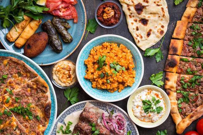 A table full of Turkish food