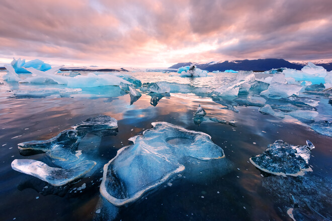 Icebergs in Jokulsarlon glacial lagoon, Iceland