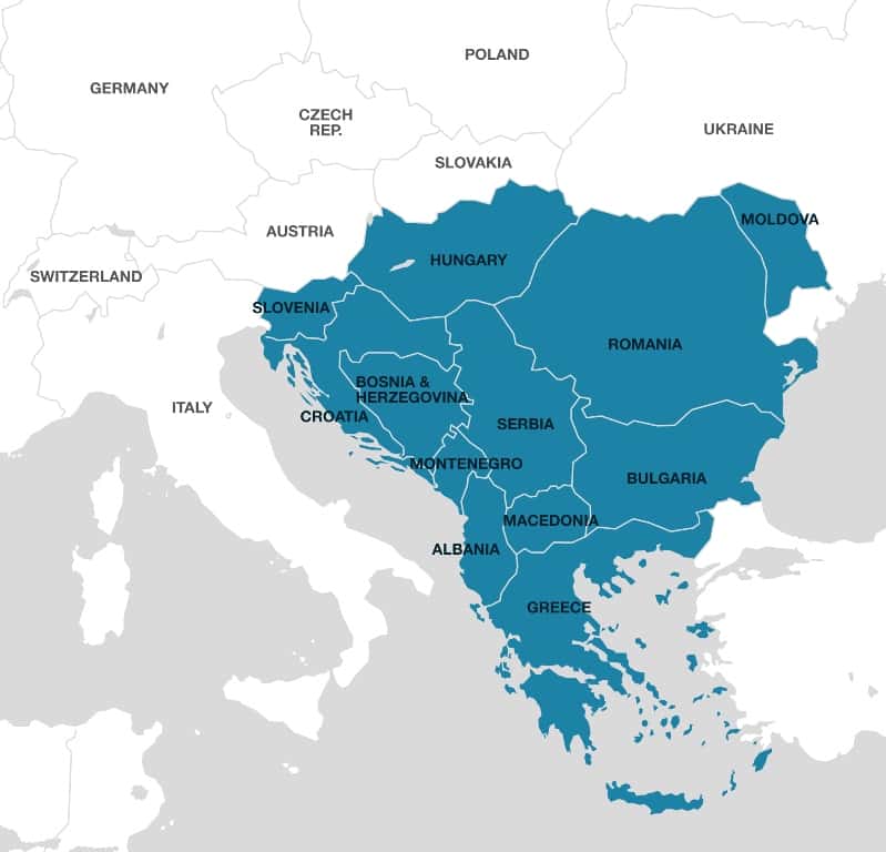 Карта балканского полуострова со странами