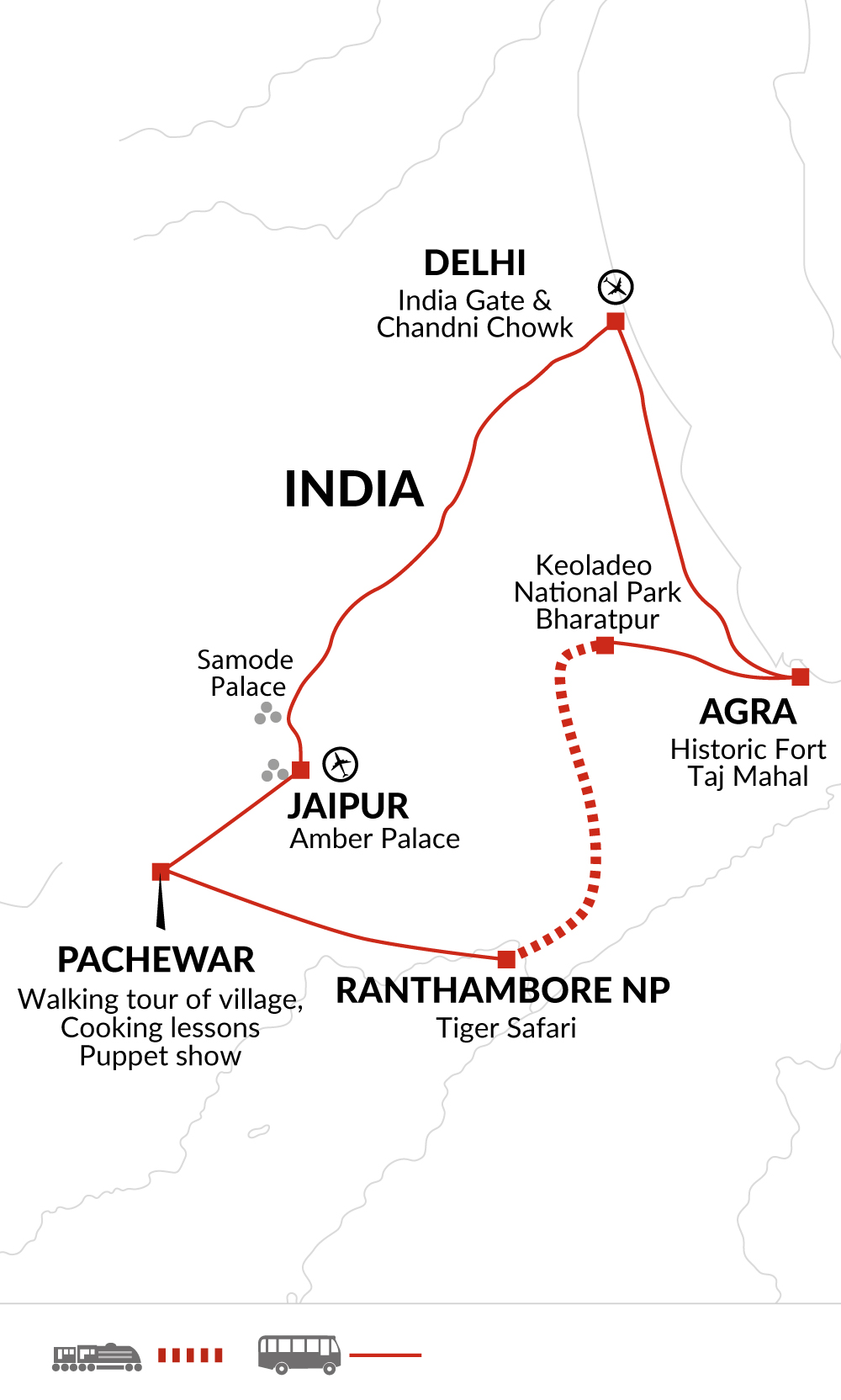 tourhub | Explore! | Family India Golden Triangle Adventure | Tour Map