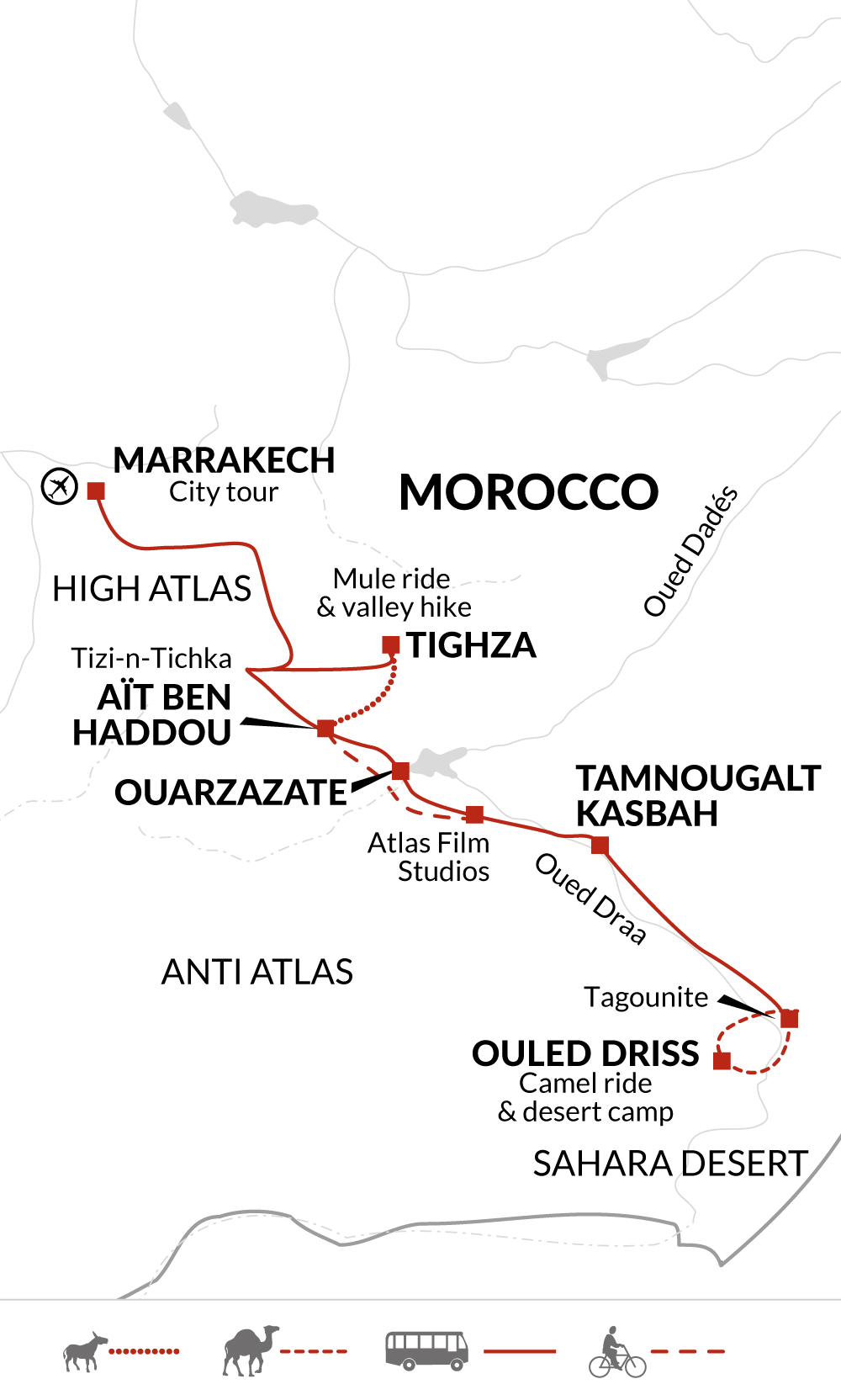 tourhub | Explore! | Family Atlas Mountain and Sahara Adventure | Tour Map