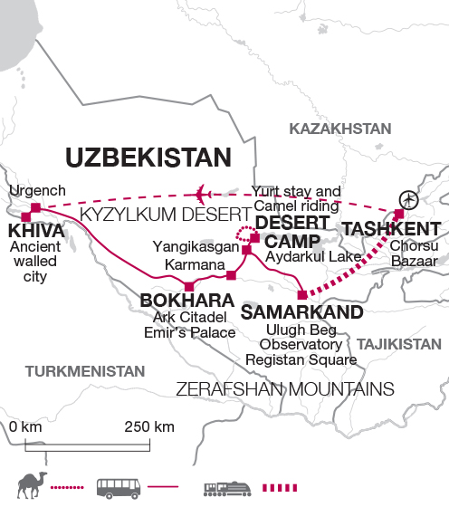 tourhub | Explore! | The Silk Road of Uzbekistan | Tour Map