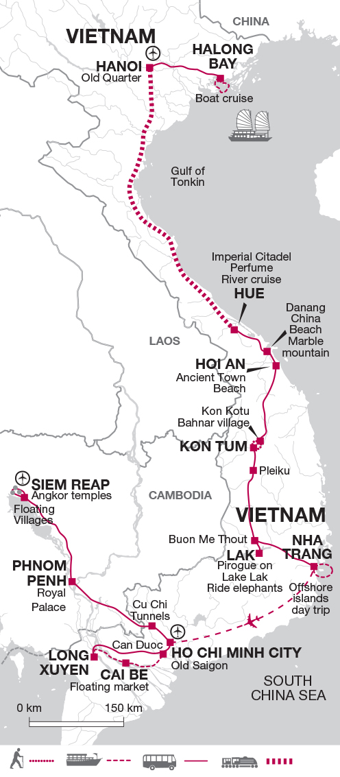 tourhub | Explore! | Vietnam Explorer + Cambodia Extension | Tour Map