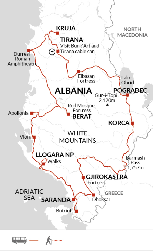 tourhub | Explore! | Highlights of Albania | Tour Map