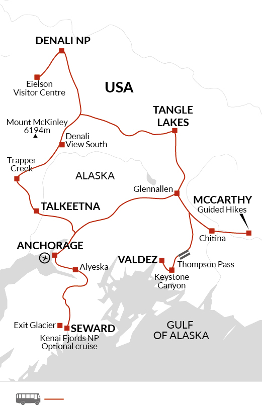 Tour Map tourhub | Explore! | Outdoor Alaska | Tour Map