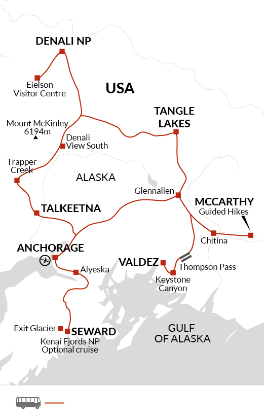 tourhub | Explore! | Outdoor Alaska | Tour Map