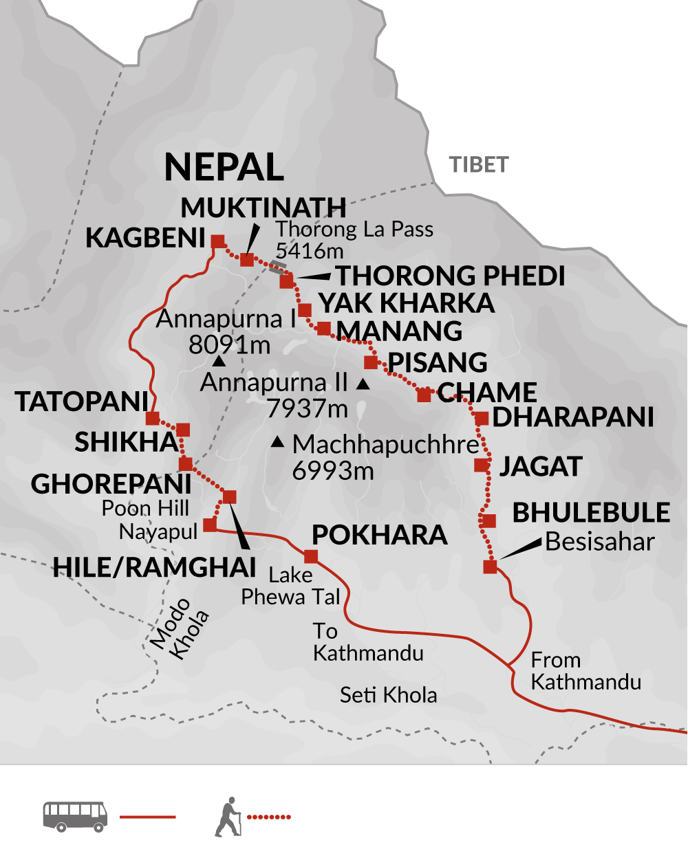 tourhub | Explore! | Annapurna Circuit | Tour Map