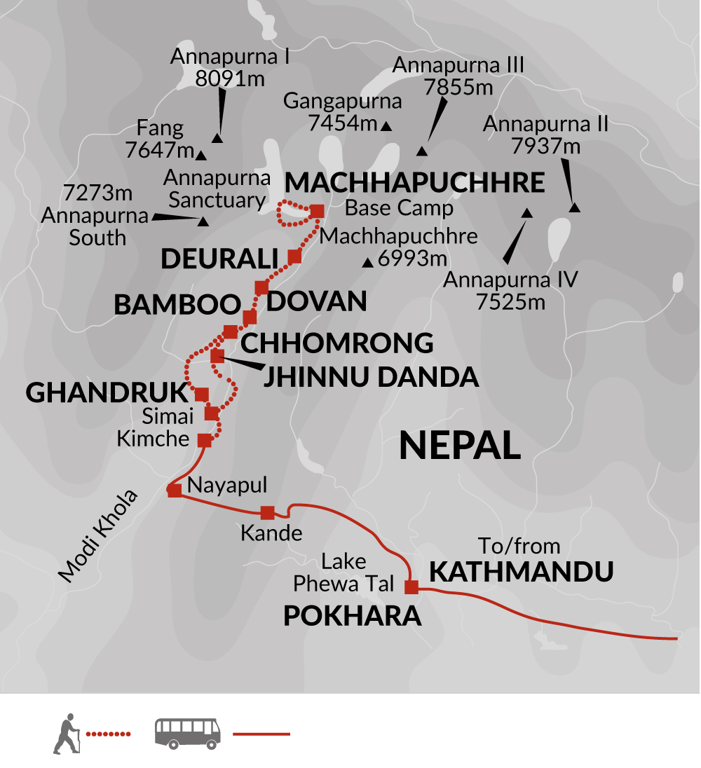 tourhub | Explore! | Annapurna Sanctuary | Tour Map