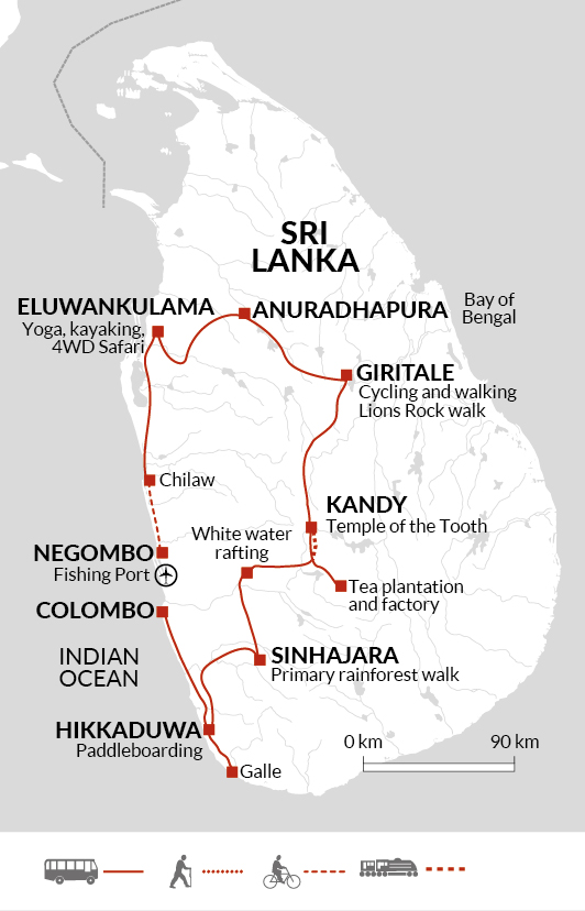 tourhub | Explore! | Active Sri Lanka | Tour Map