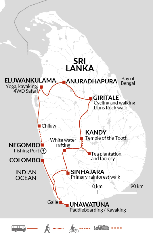 tourhub | Explore! | Active Sri Lanka | Tour Map