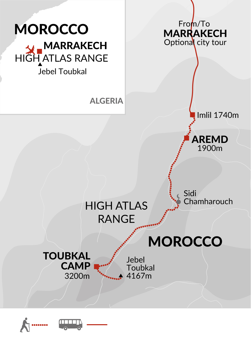 tourhub | Explore! | Toubkal Climb - Long Weekend | Tour Map