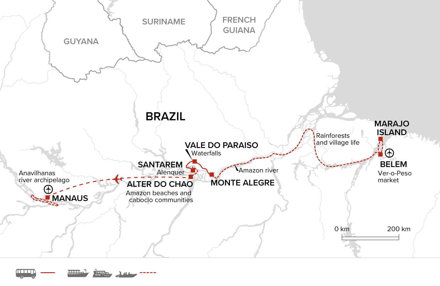 tourhub | Explore! | Brazilian Amazon by Boat | Tour Map