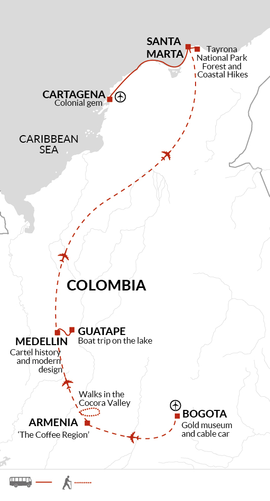 tourhub | Explore! | Contrasts Of Colombia | Tour Map