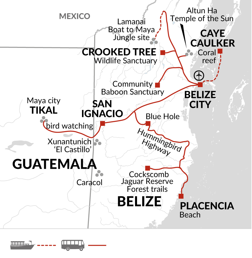 tourhub | Explore! | Discover Belize | Tour Map