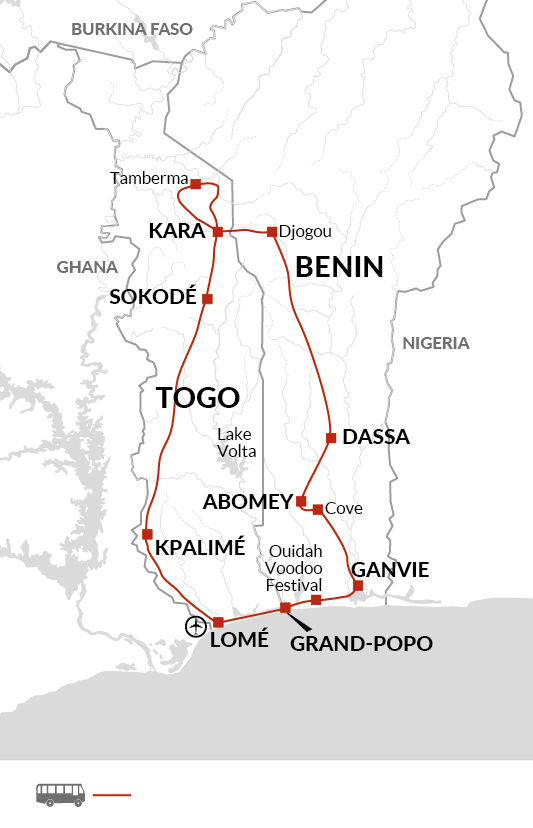 tourhub | Explore! | Benin and Togo Voodoo Discovery | Tour Map