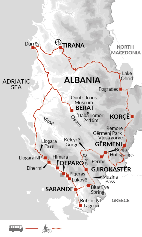 tourhub | Explore! | Cycle Albania | Tour Map