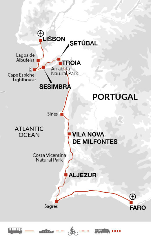 tourhub | Explore! | Cycle Portugal - Lisbon to Algarve | Tour Map