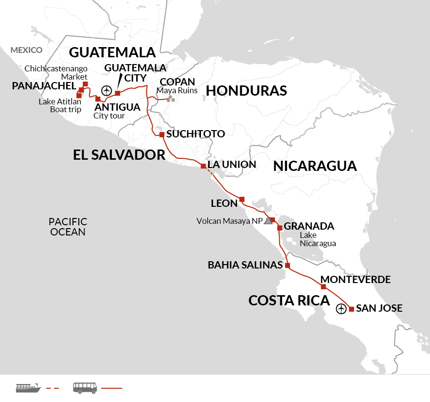 tourhub | Explore! | Central American Highlights | Tour Map