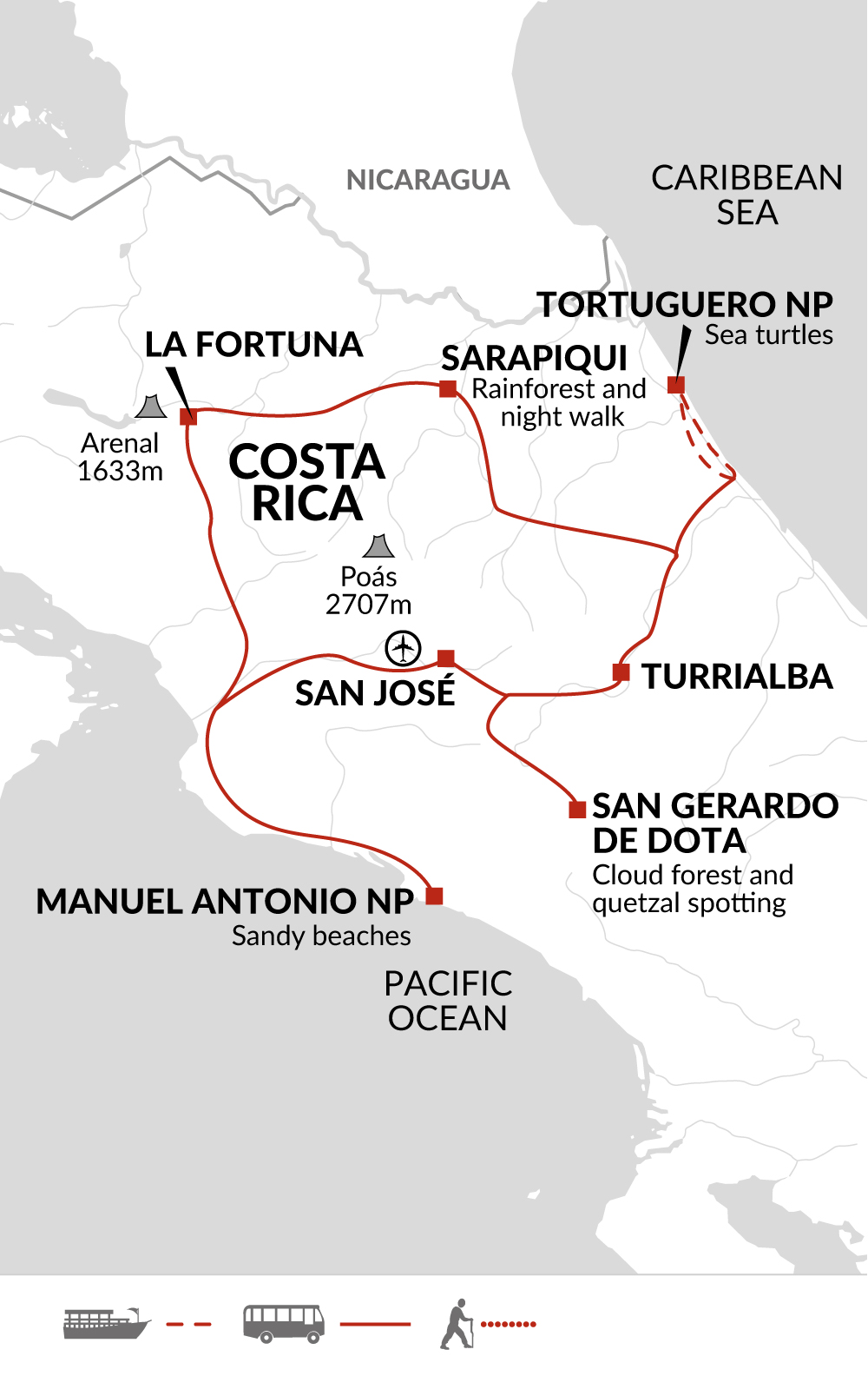 tourhub | Explore! | Costa Rica Wildlife Tour | Tour Map