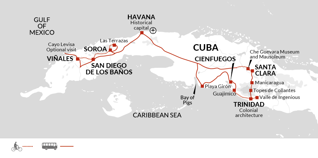 tourhub | Explore! | Cycle Cuba! | Tour Map