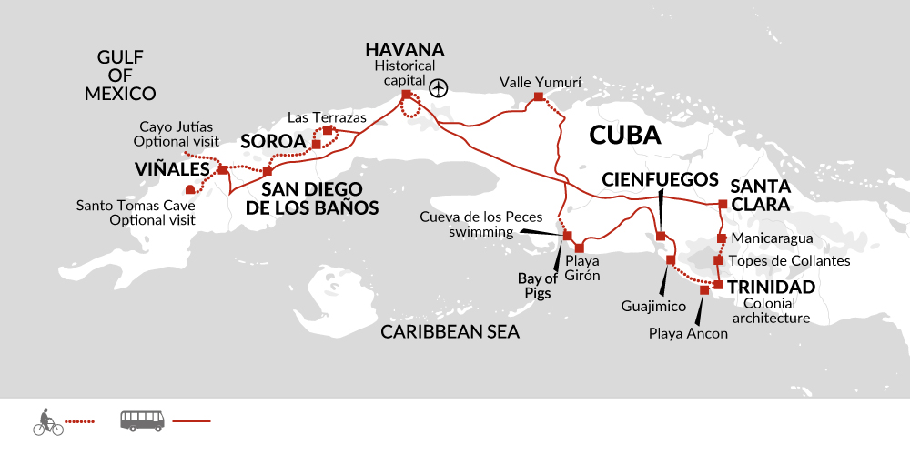tourhub | Explore! | Cycle Cuba! | CCC | Route Map