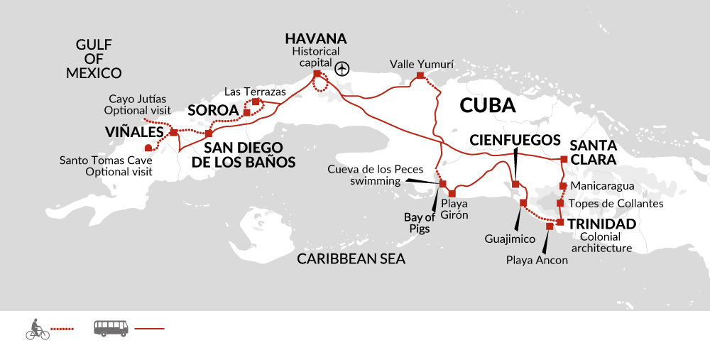 tourhub | Explore! | Cycle Cuba! | Tour Map