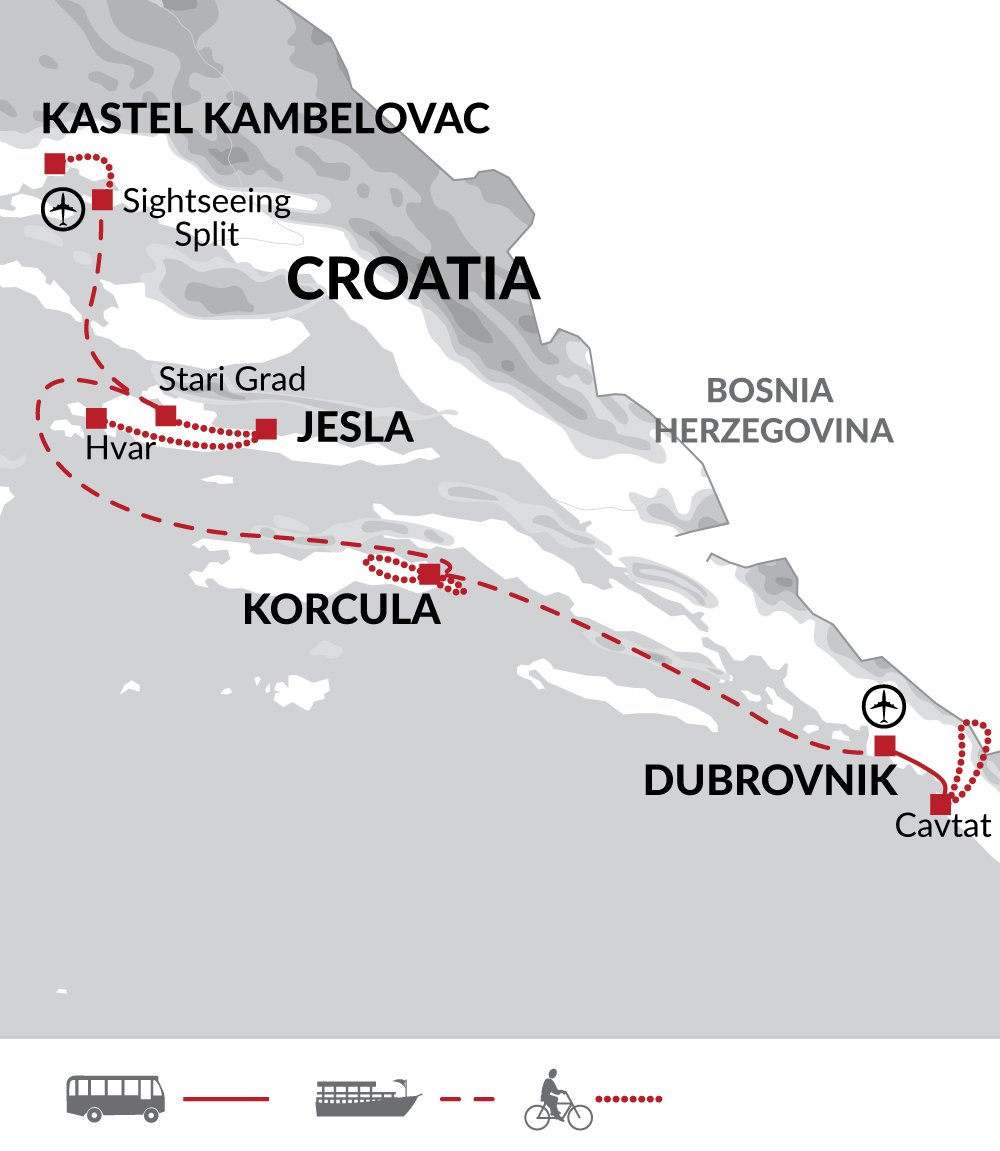 tourhub | Explore! | Cycle the Dalmatian Coast | CCD | Route Map