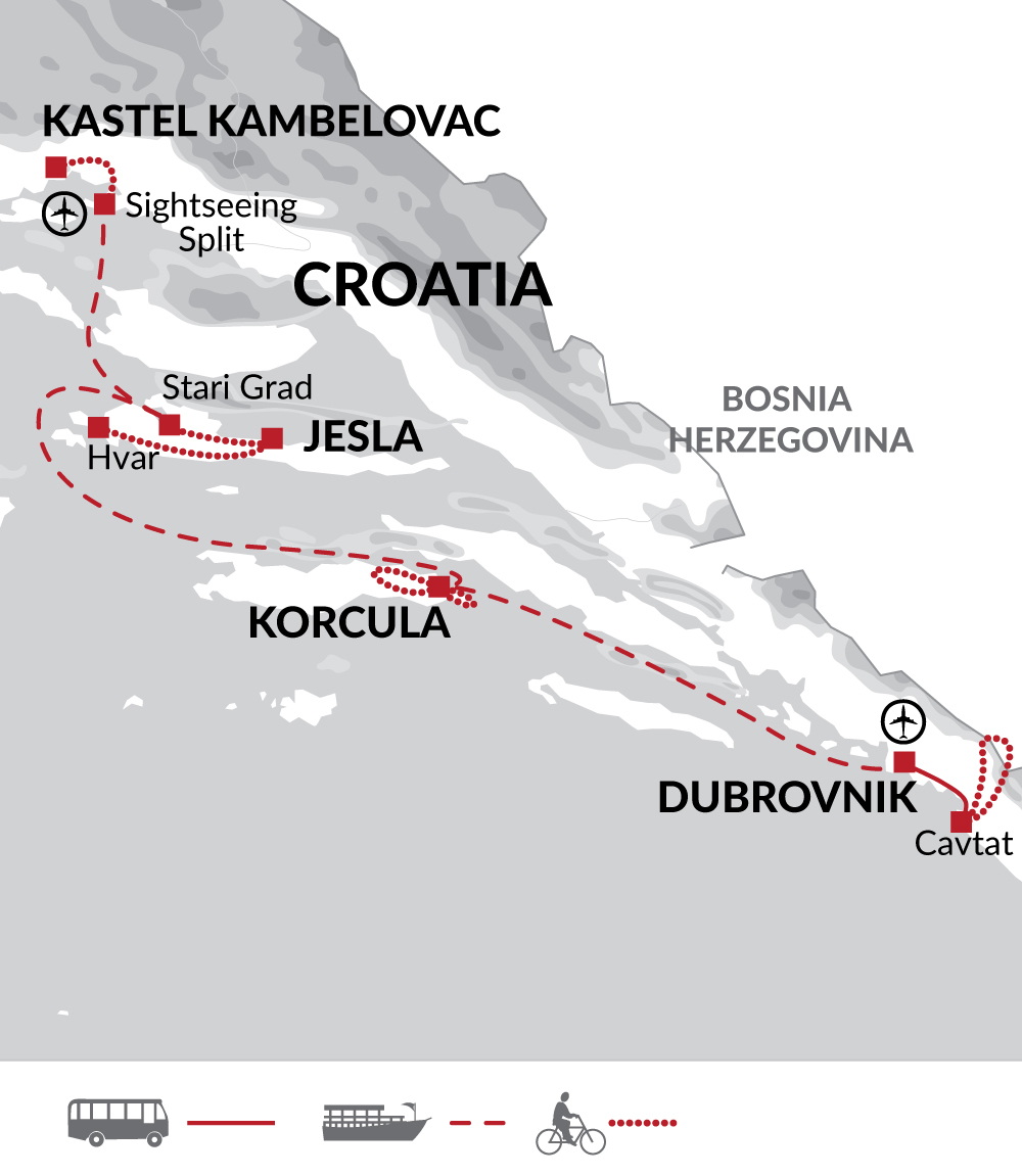 Tour Map tourhub | Explore! | Cycle the Dalmatian Coast | Tour Map