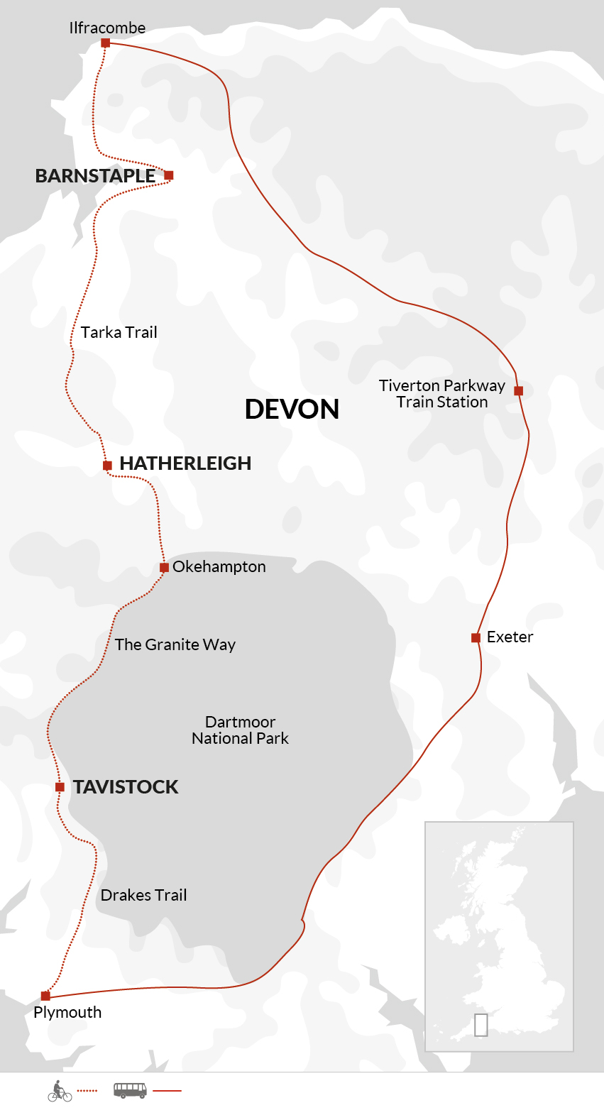 tourhub | Explore! | Cycle Devon - Coast to Coast | CDD | Route Map