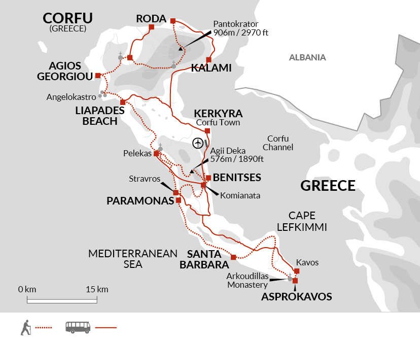 tourhub | Explore! | The Corfu Trail Explorer | CFA | Route Map