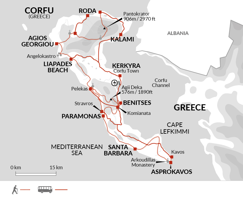 tourhub | Explore! | Corfu Trail Walking - North and South | Tour Map