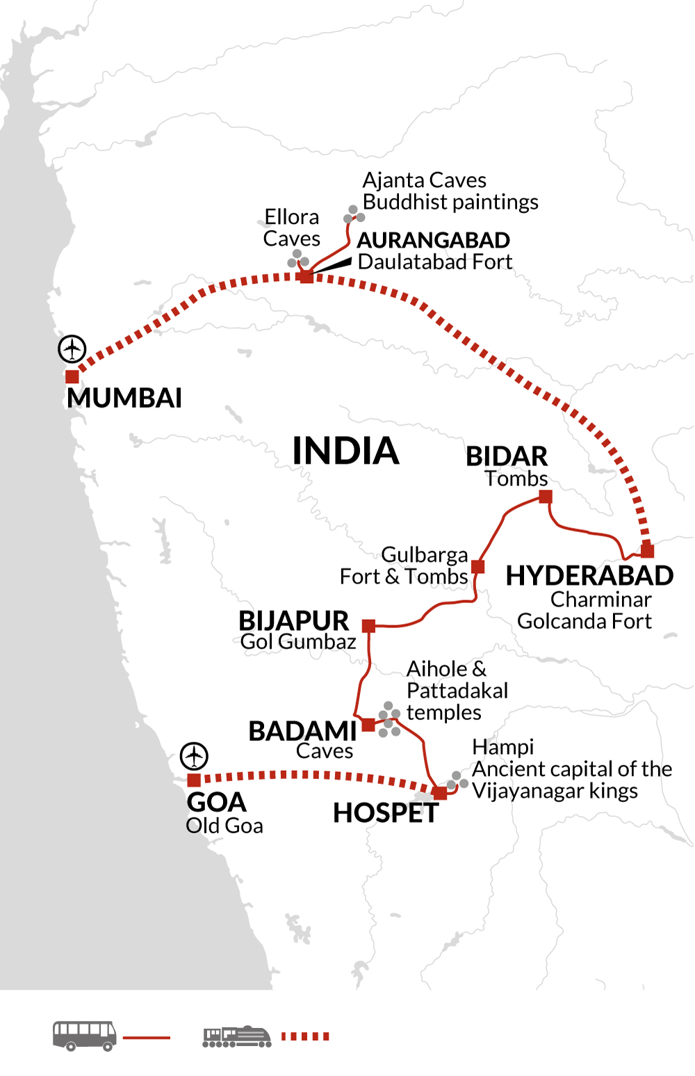 tourhub | Explore! | Treasures of Central India | Tour Map
