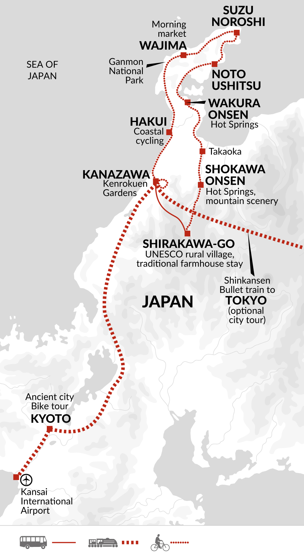 tourhub | Explore! | Cycle Japan | CJA | Route Map
