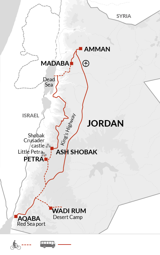 tourhub | Explore! | Cycle Jordan | Tour Map