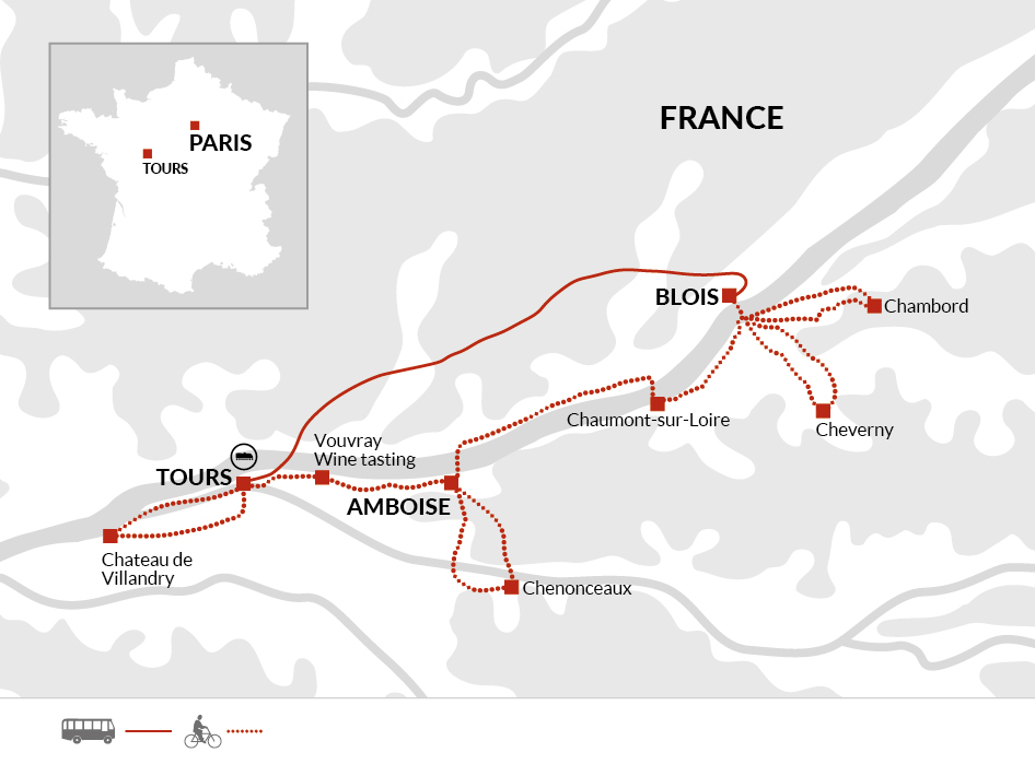 tourhub | Explore! | Cycling in France - Loire Valley | Tour Map