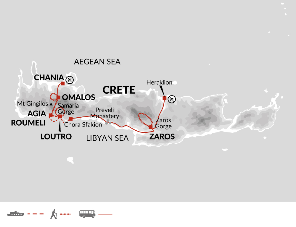 tourhub | Explore! | Walking in Crete | Tour Map