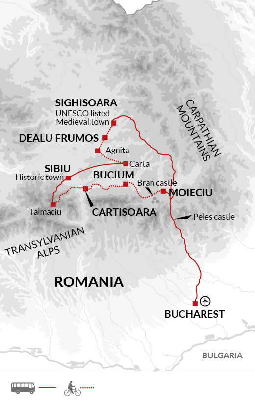 tourhub | Explore! | Cycle Romania | Tour Map