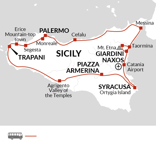 tourhub | Explore! | Classical Sicily | Tour Map