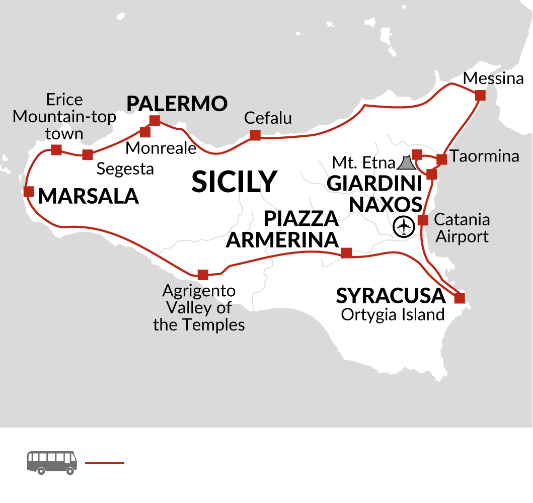 tourhub | Explore! | Classical Sicily | CS | Route Map