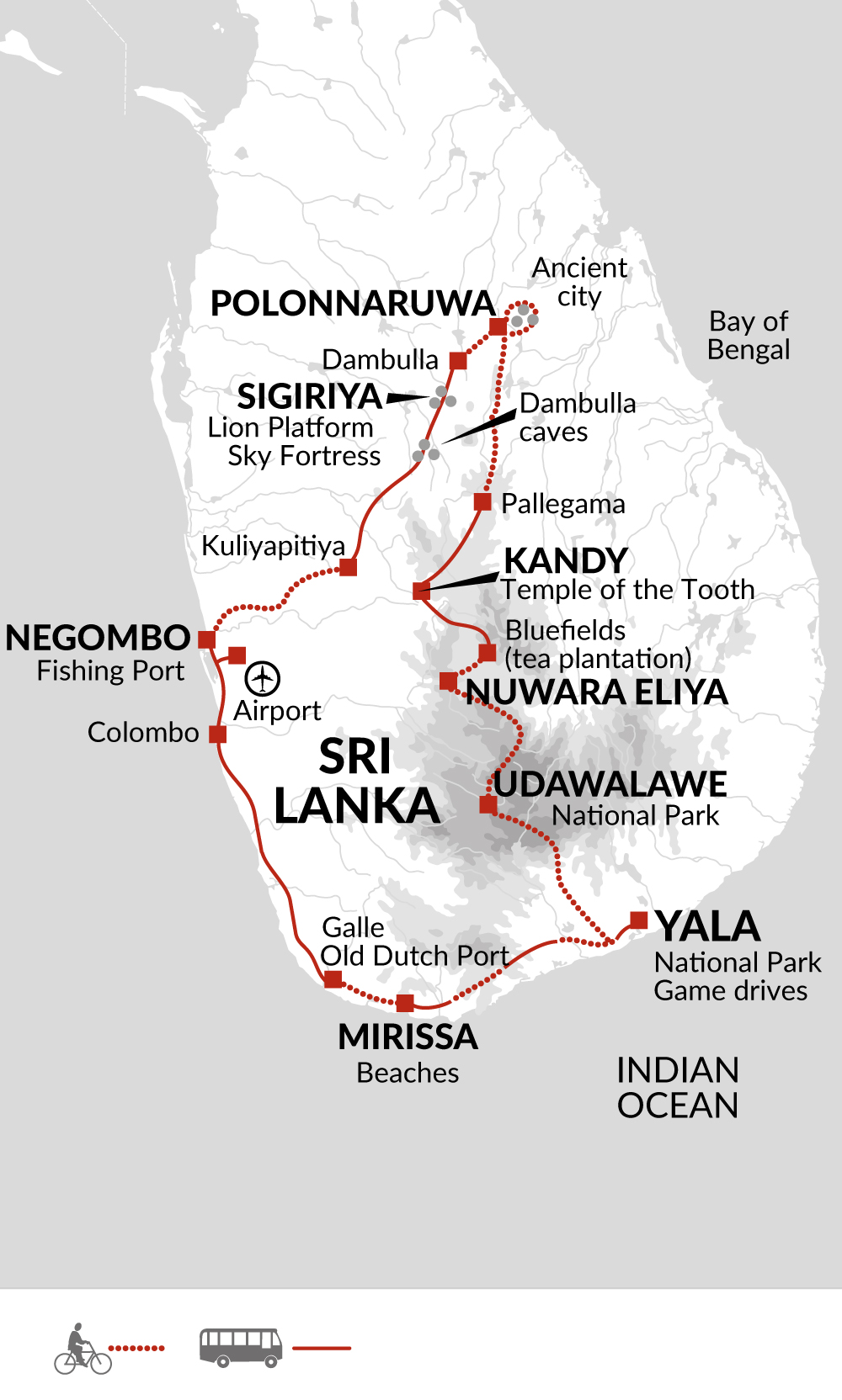 tourhub | Explore! | Cycle Sri Lanka | Tour Map