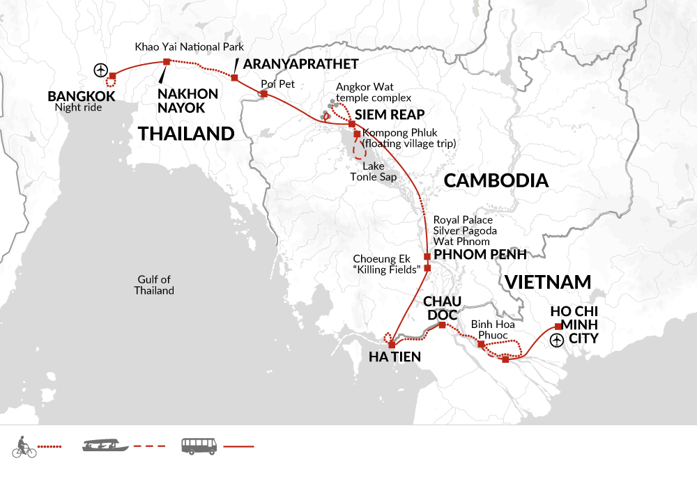 tourhub | Explore! | Bangkok to Saigon by Bike | Tour Map