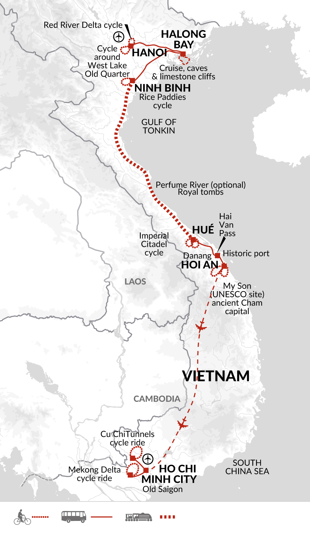 Tour Map tourhub | Explore! | Cycle Vietnam | Tour Map