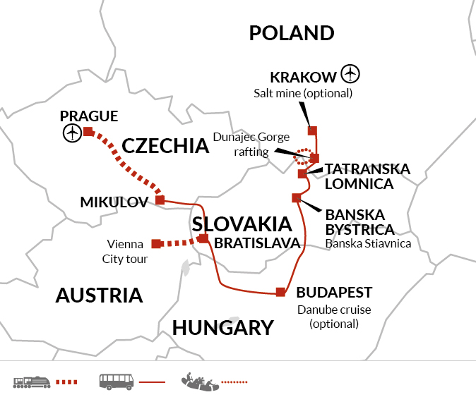 tourhub | Explore! | Highlights of Eastern Europe | Tour Map