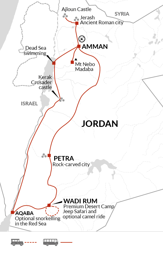 tourhub | Explore! | Treasures Of Jordan | Tour Map