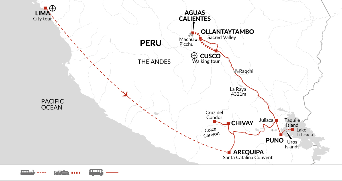 tourhub | Explore! | Upgraded - Discover Peru | Tour Map