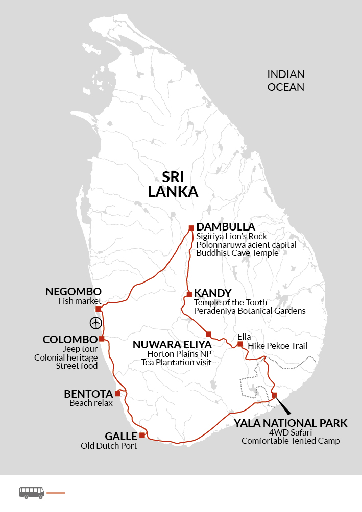 tourhub | Explore! | Upgraded - Discover Sri Lanka | Tour Map