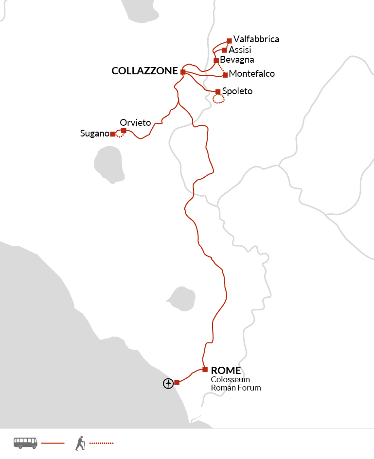 tourhub | Explore! | Upgraded - Walking Italy: Rome & Umbria | Tour Map
