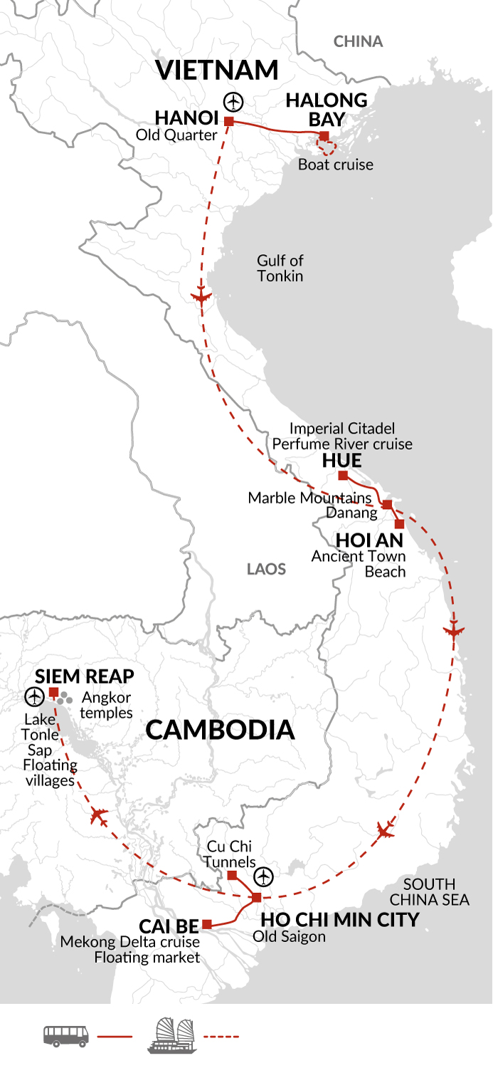 tourhub | Explore! | Vietnam and Angkor in Comfort | DVNC | Route Map