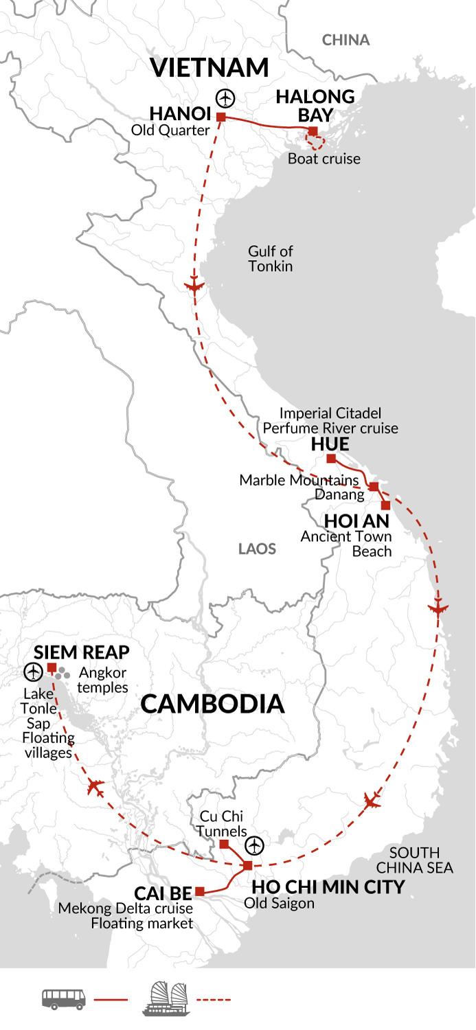 tourhub | Explore! | Vietnam and Angkor in Comfort | Tour Map