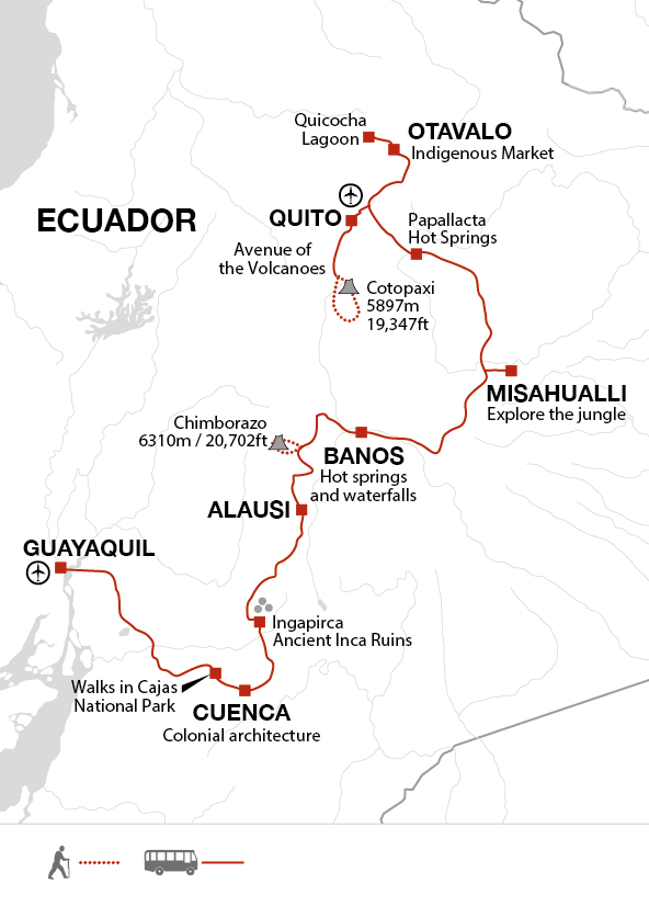 tourhub | Explore! | Ecuador - Andes to Amazon | Tour Map